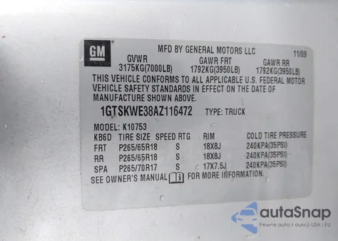 2010 GMC Sierra 1500 Slt from USA, damaged, VIN 1GTSKWE38AZ116472